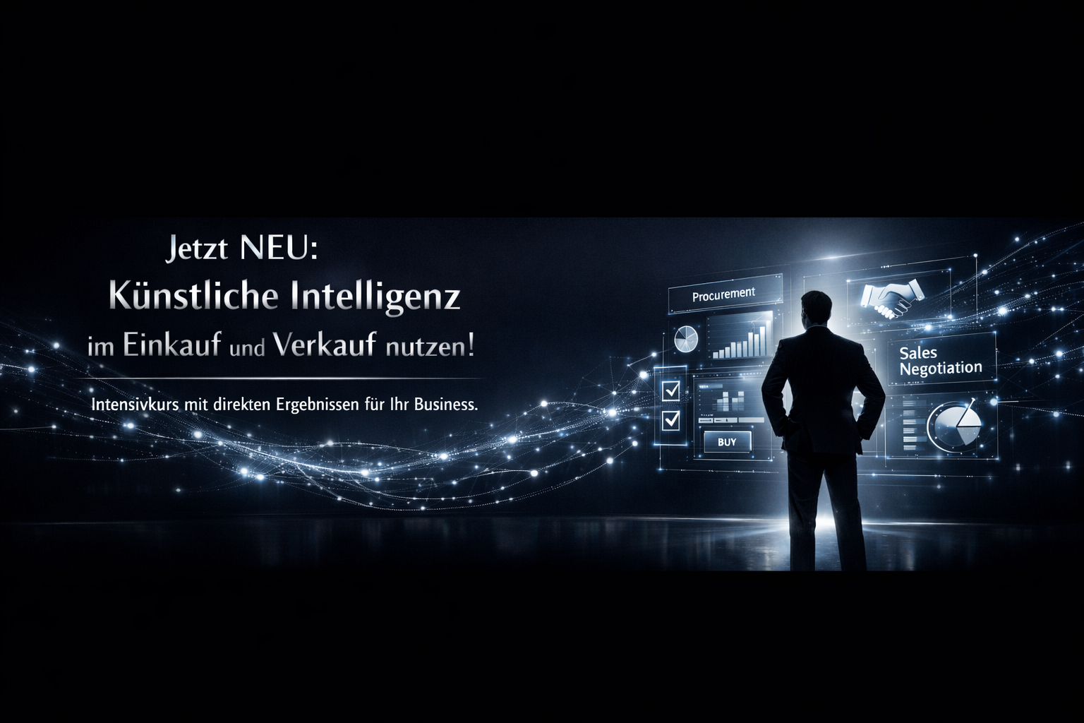 Künstliche Intelligenz im Einkauf und Verkauf direkt einsetzen: Im Praxis-Intensivkurs lernen Sie konkrete Anwendungen für Analyse, Verhandlung, Angebotserstellung und Effizienzsteigerung. Sofort nutzbar, klar erklärt und mit hohem Praxisbezug. Findet auf jeden Fall statt.